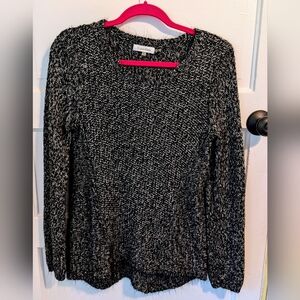 Calvin Klein Women's White&Black Mixed Knit Stitch Marled Chunky Sweater, size M